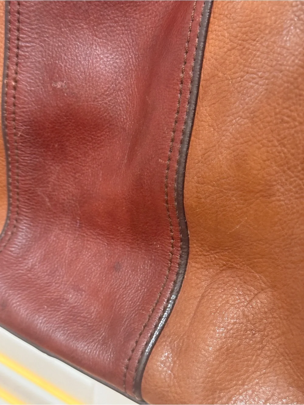 Fossil Two-Tone Brown Leather Shoulder Tote